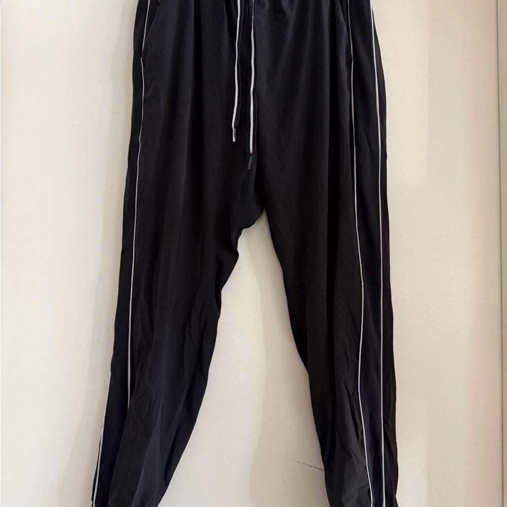 Athleta Black Track Suit with White Stripes medium petite - Picture 10 of 11